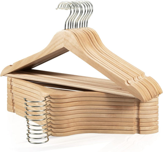 20-Pack Smooth Wooden Hangers with Notches
